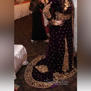 Hindi thobe, eggplant purple and gold , worn once , handmade, gold beading